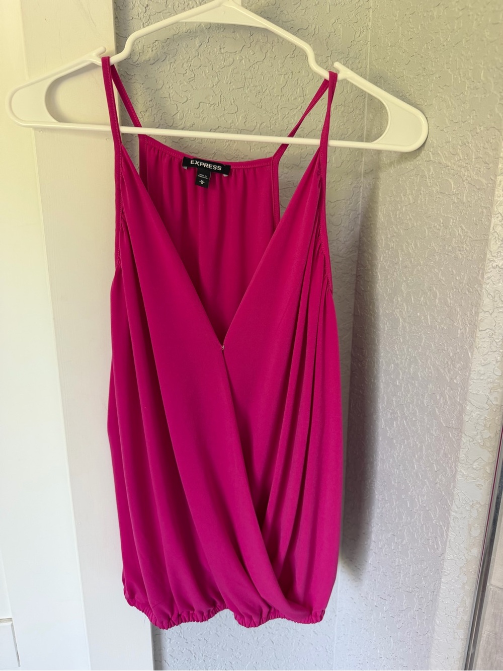 Express Women's Magenta Draped V-Neck Spaghetti Strap Camisole